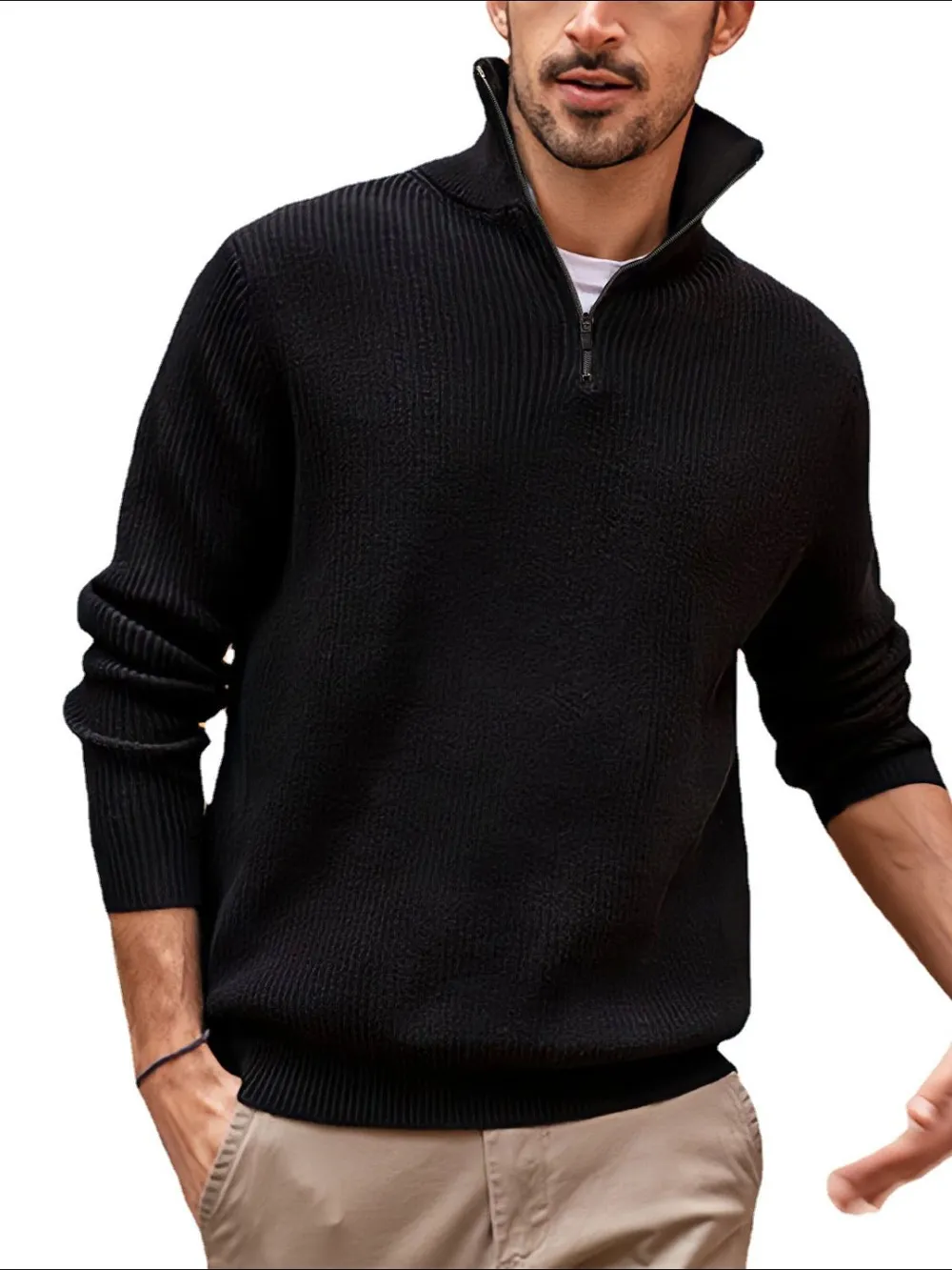 Men's Full Size Quarter Zip Long Sleeve Top Plus Size, image 7