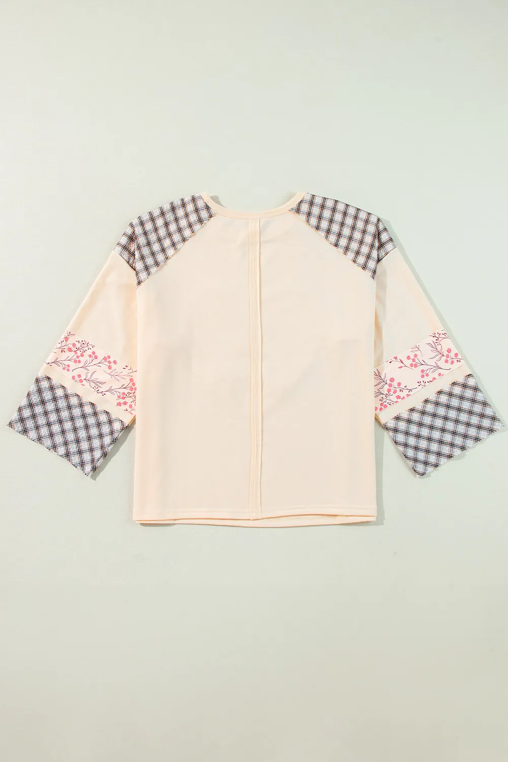 Heart Plaid Round Neck Long Sleeve Blouse, image 5