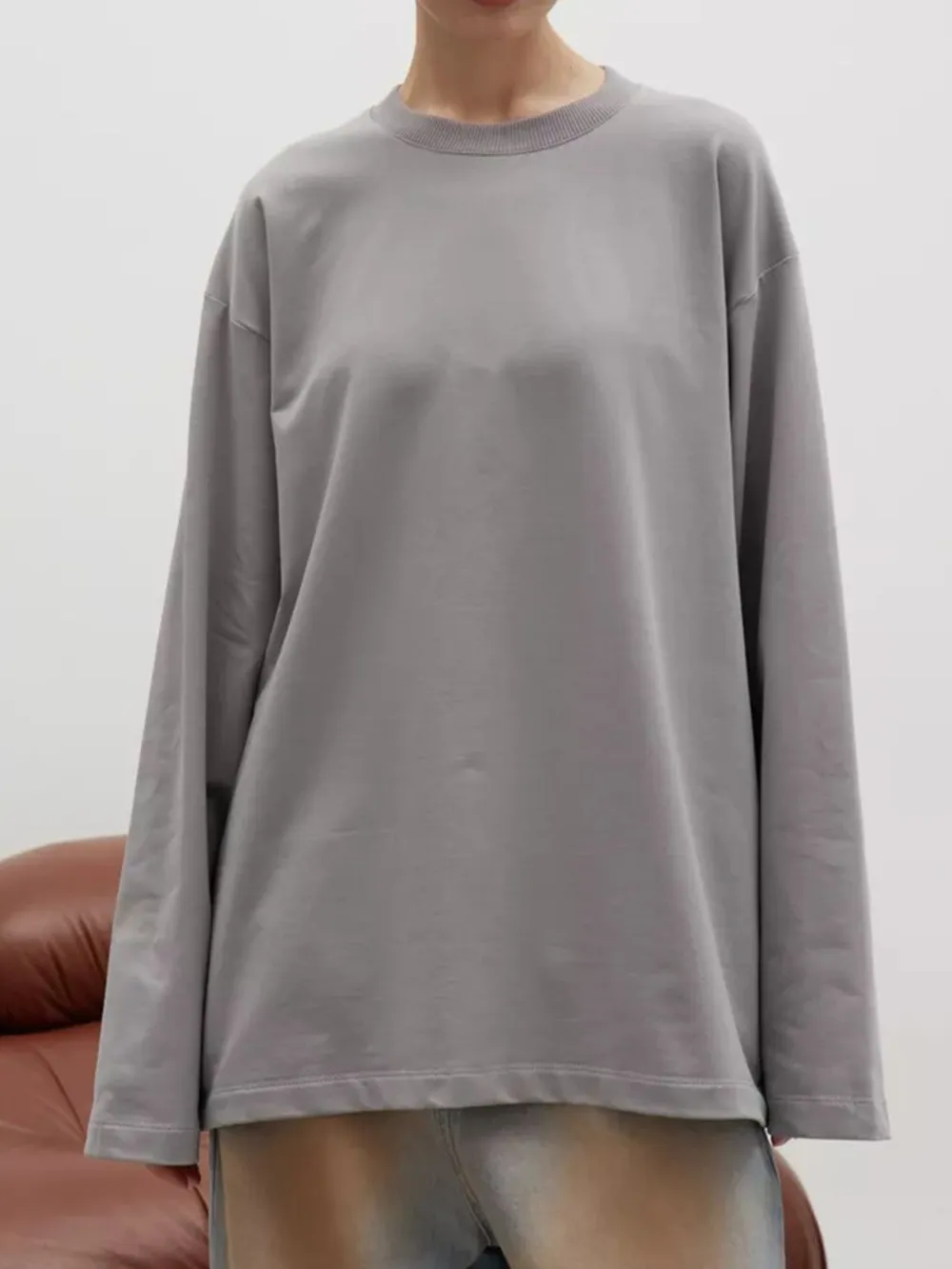 Round Neck Dropped Shoulder Long Sleeve T-Shirt, image 27