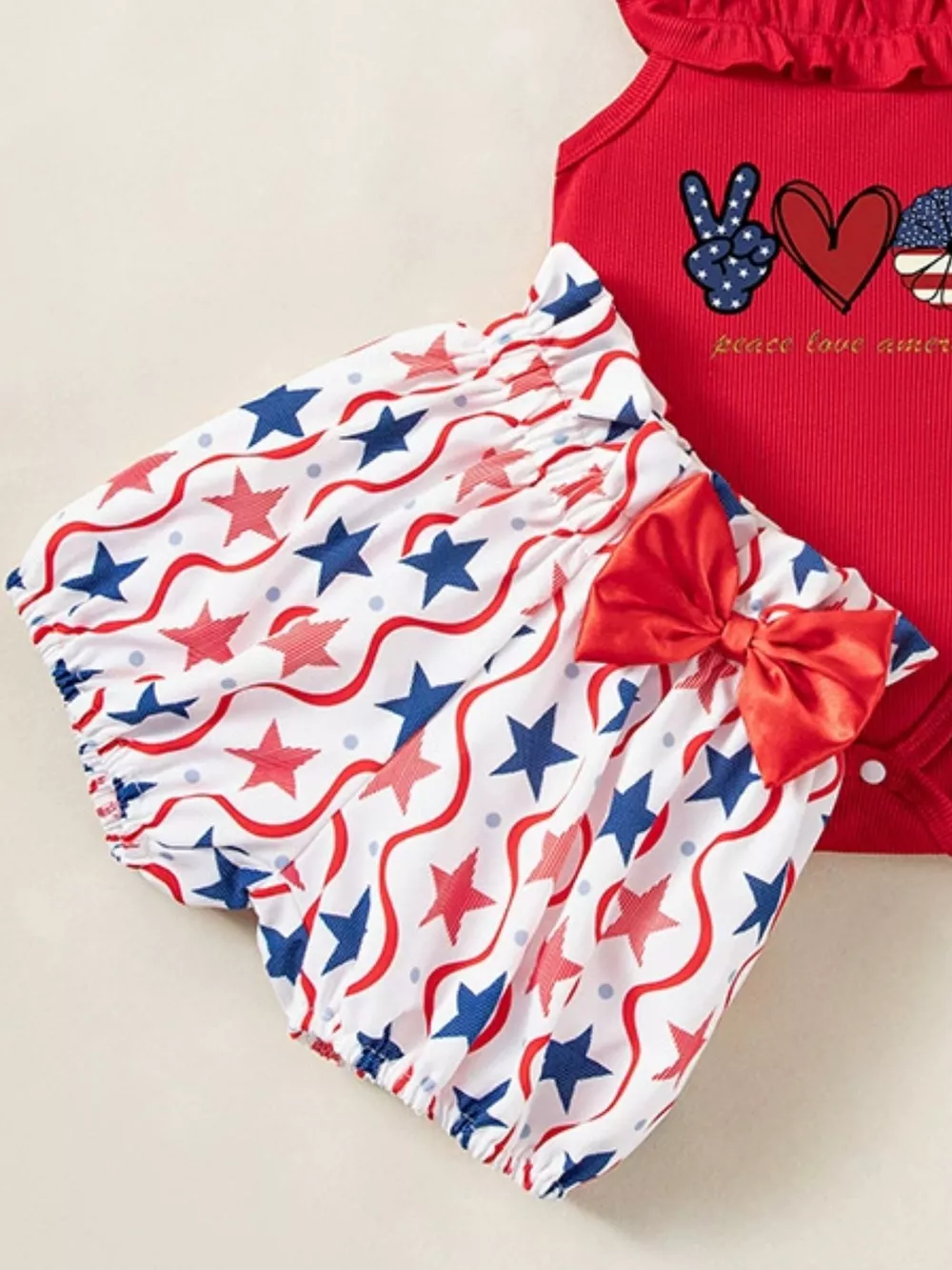 Children's Patriotic Star Print Outfit Set, image 16