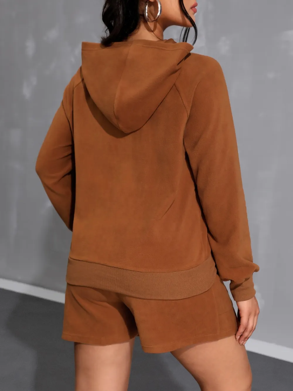 Long Sleeve Hoodie and Pocketed Shorts Set, image 2