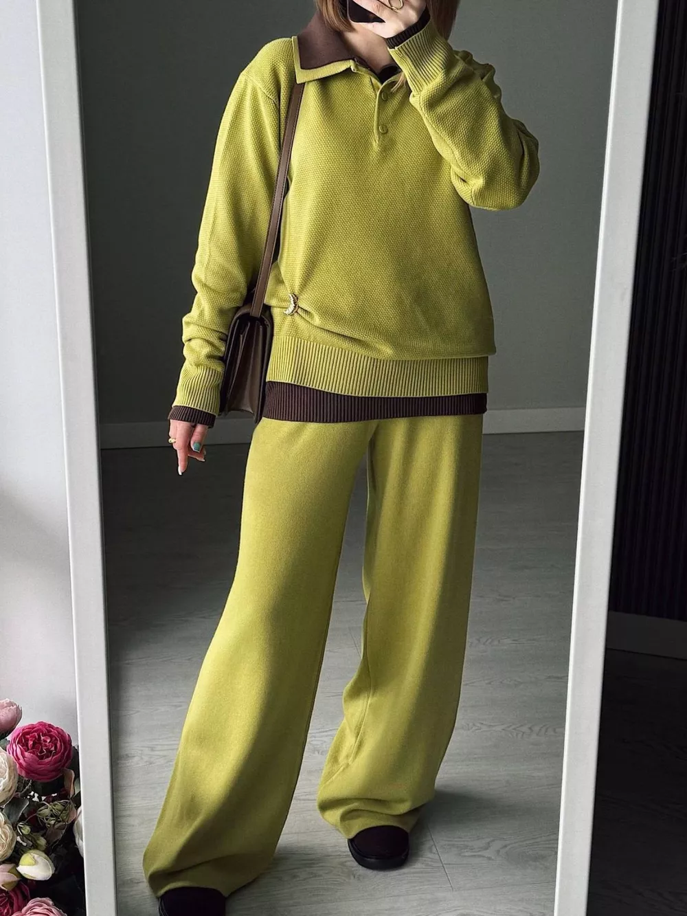 Polo Collar Top and Pants or Skirt Knit Set, image 14