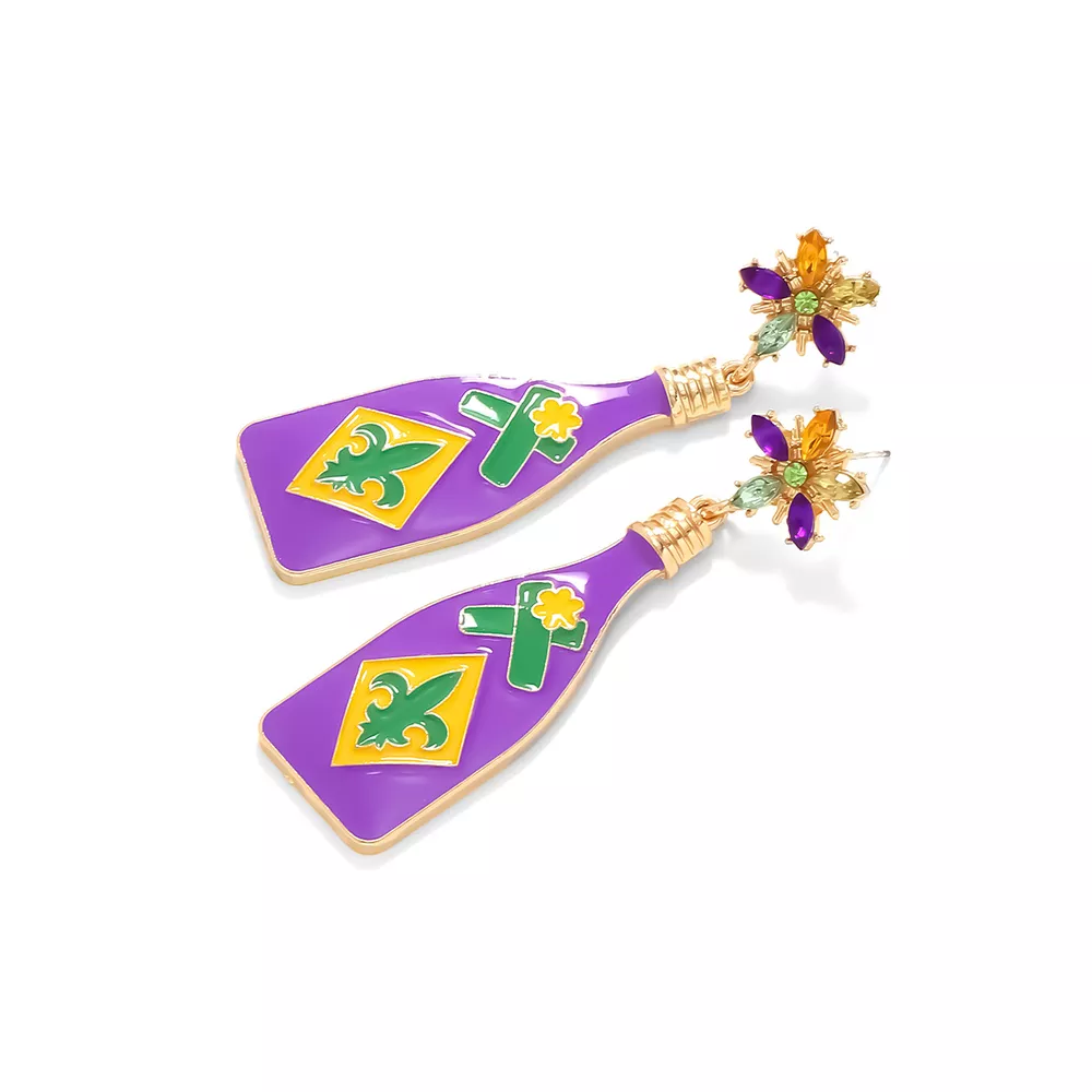 Mardi Gras Bottle Dangle Earrings, image 4