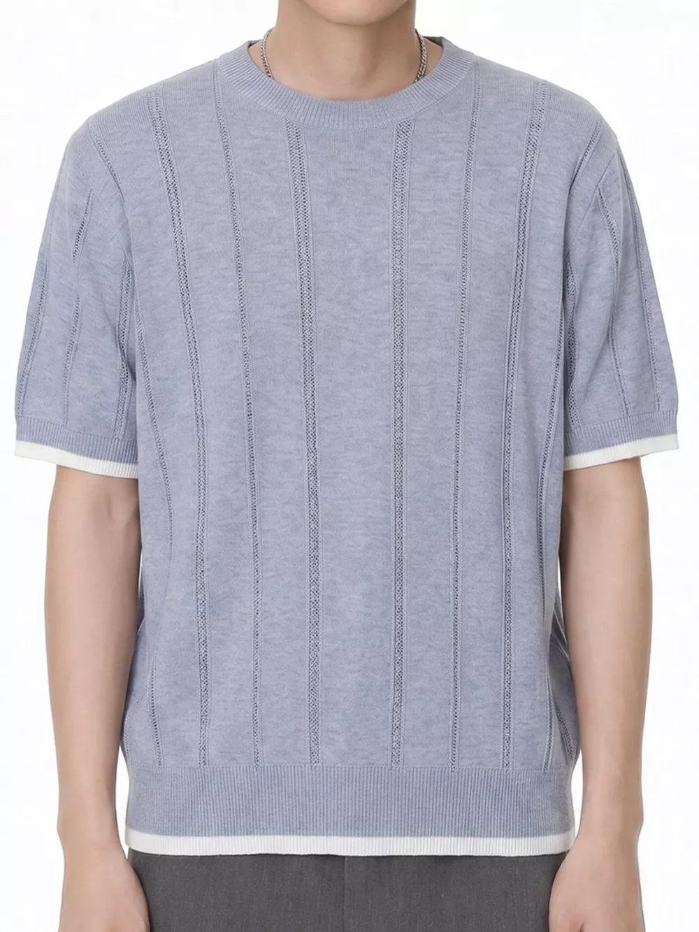 Men's Contrasting Trim Knit T-Shirt, image 2