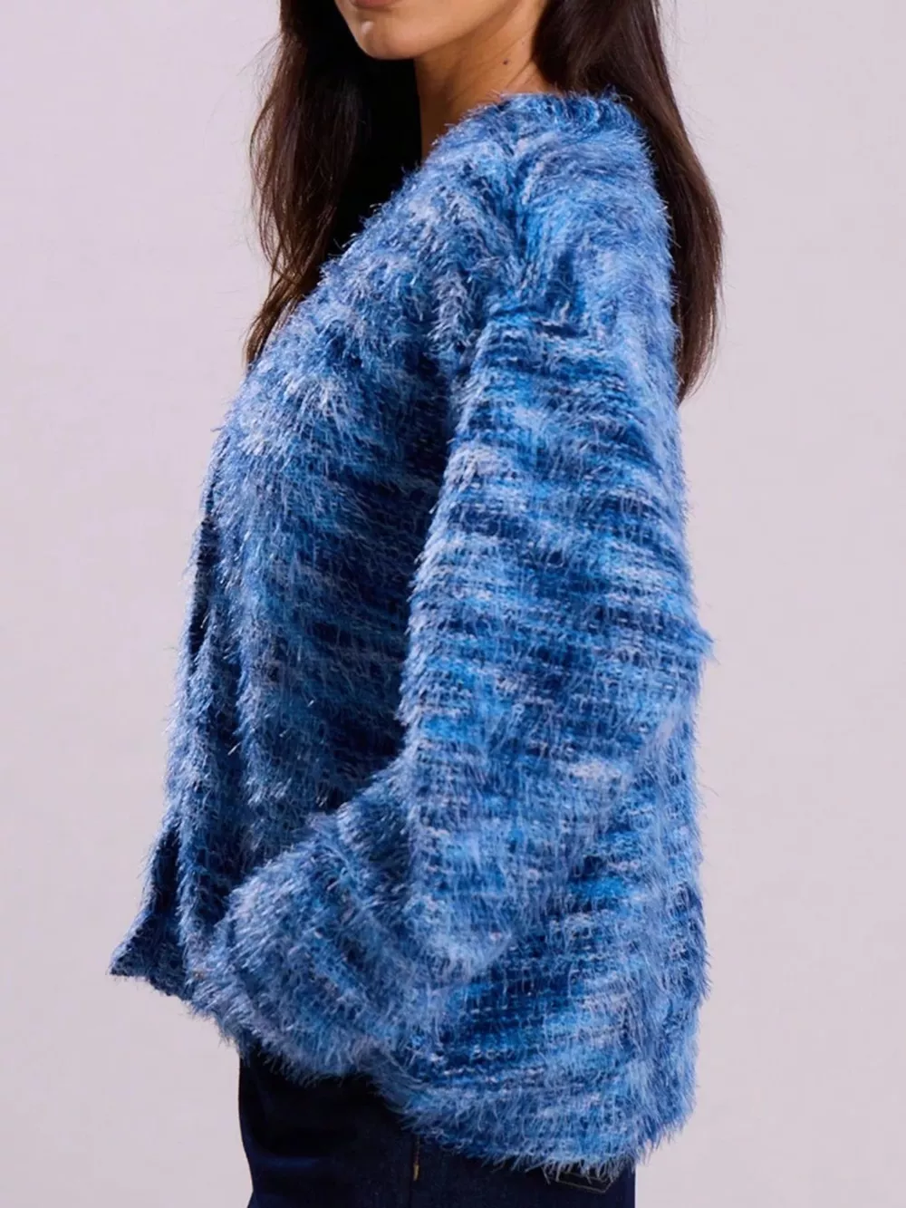 Chunky Knit V-Neck Button-Up Cardigan, image 9