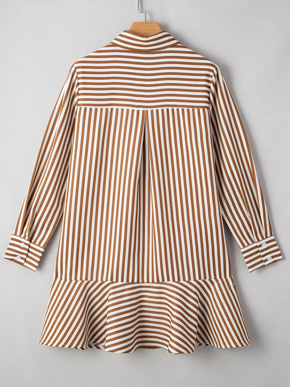 Striped Ruffle Hem Shirt Dress, image 2