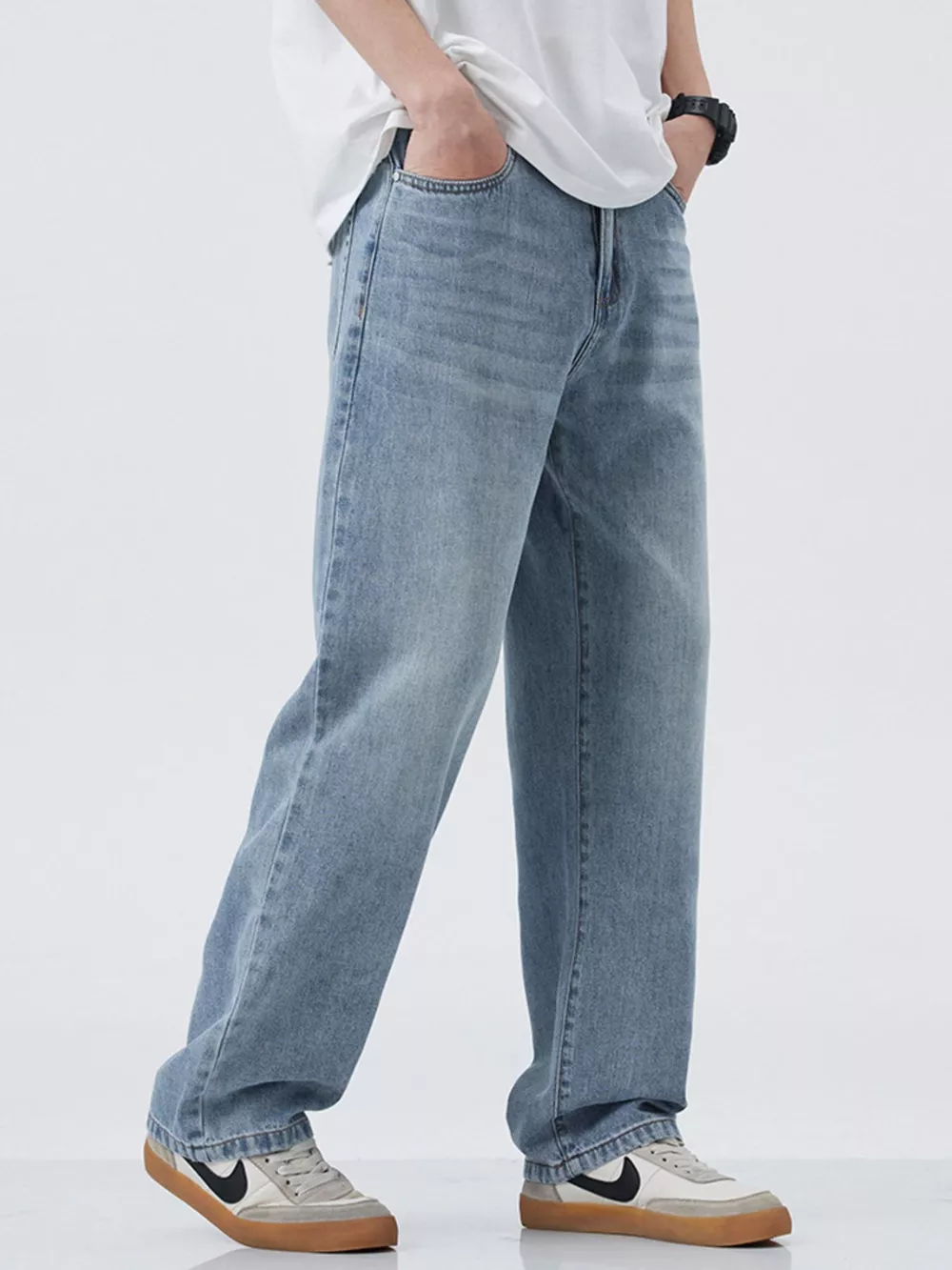 Men's Wide Leg Relaxed Fit Jeans, image 9