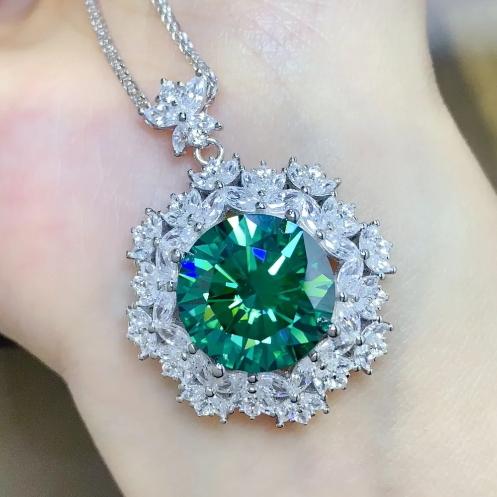 10 Carat Moissanite 925 Sterling Silver Pendant Necklace, image 2