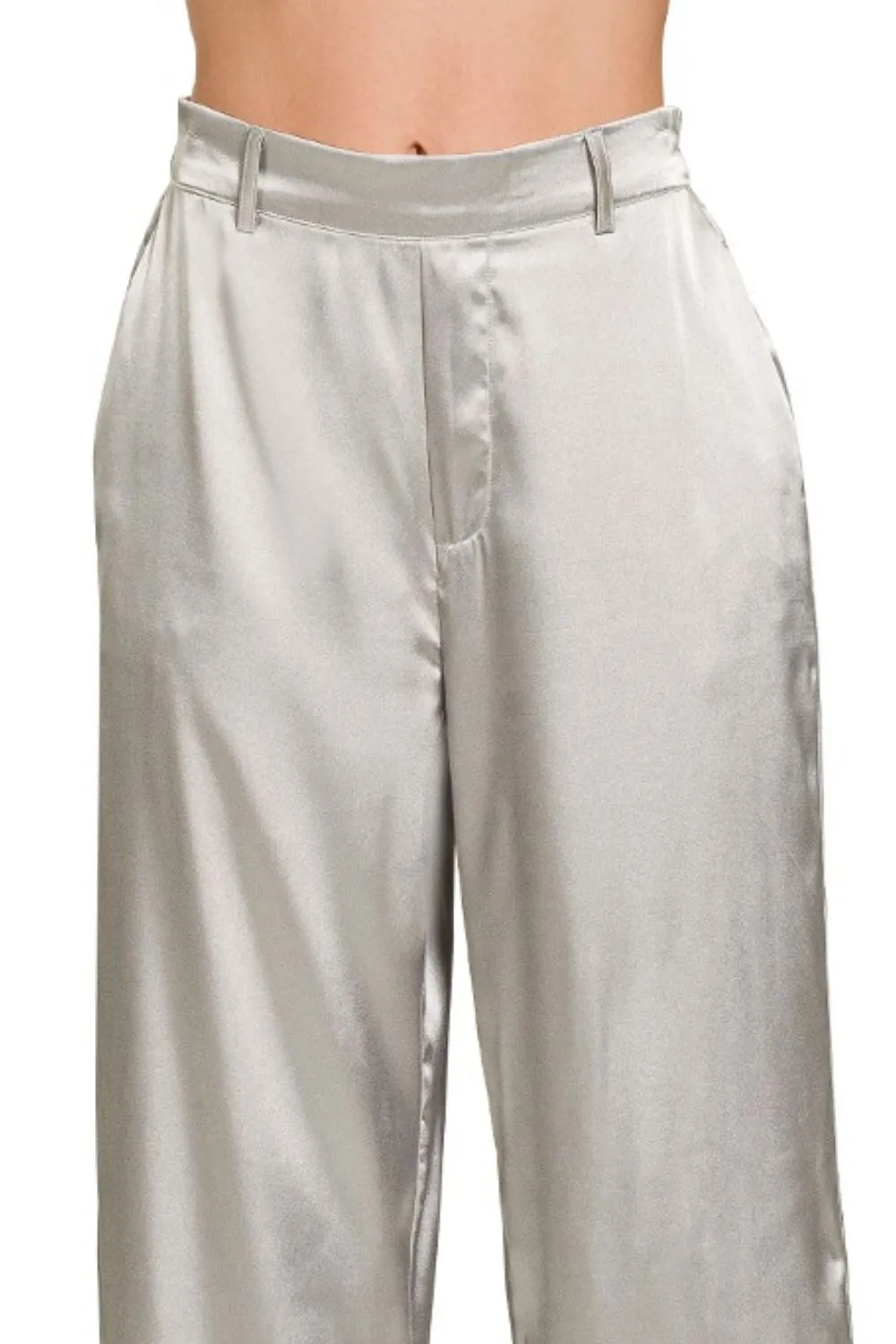 Wide-Leg Satin Pants, image 3