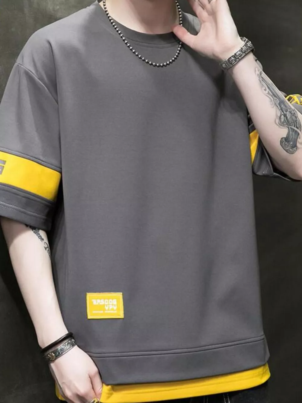 Men's Plus Size Contrast Trim Short Sleeve T-Shirt, image 3