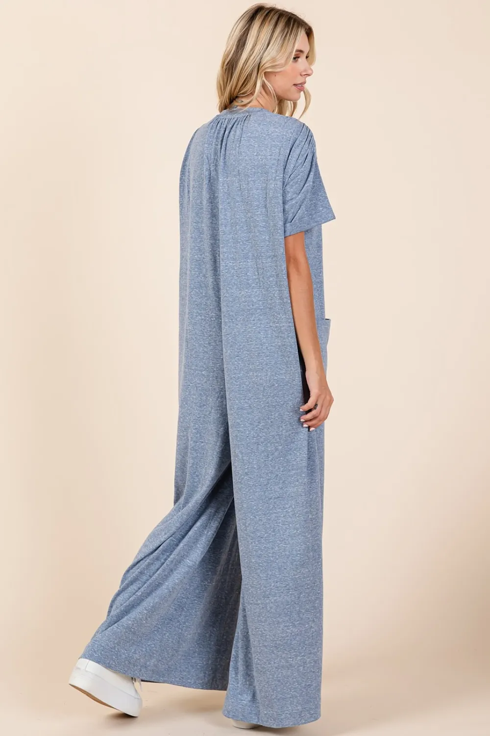 Button Detail Short Sleeve Wide Leg Jumpsuit, image 4