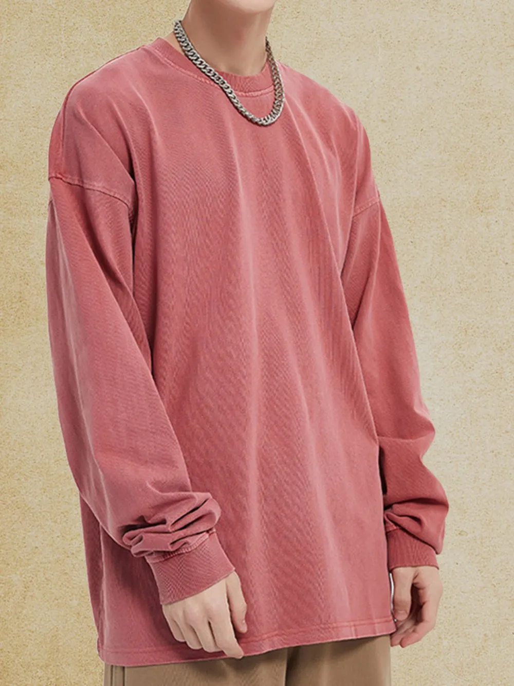 Men's Oversized Long Sleeve Casual T-Shirt, image 6
