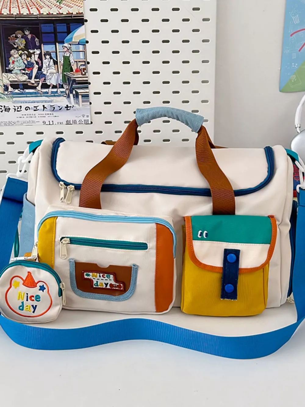 Multi-Pocket Nylon Duffel Bag, image 7