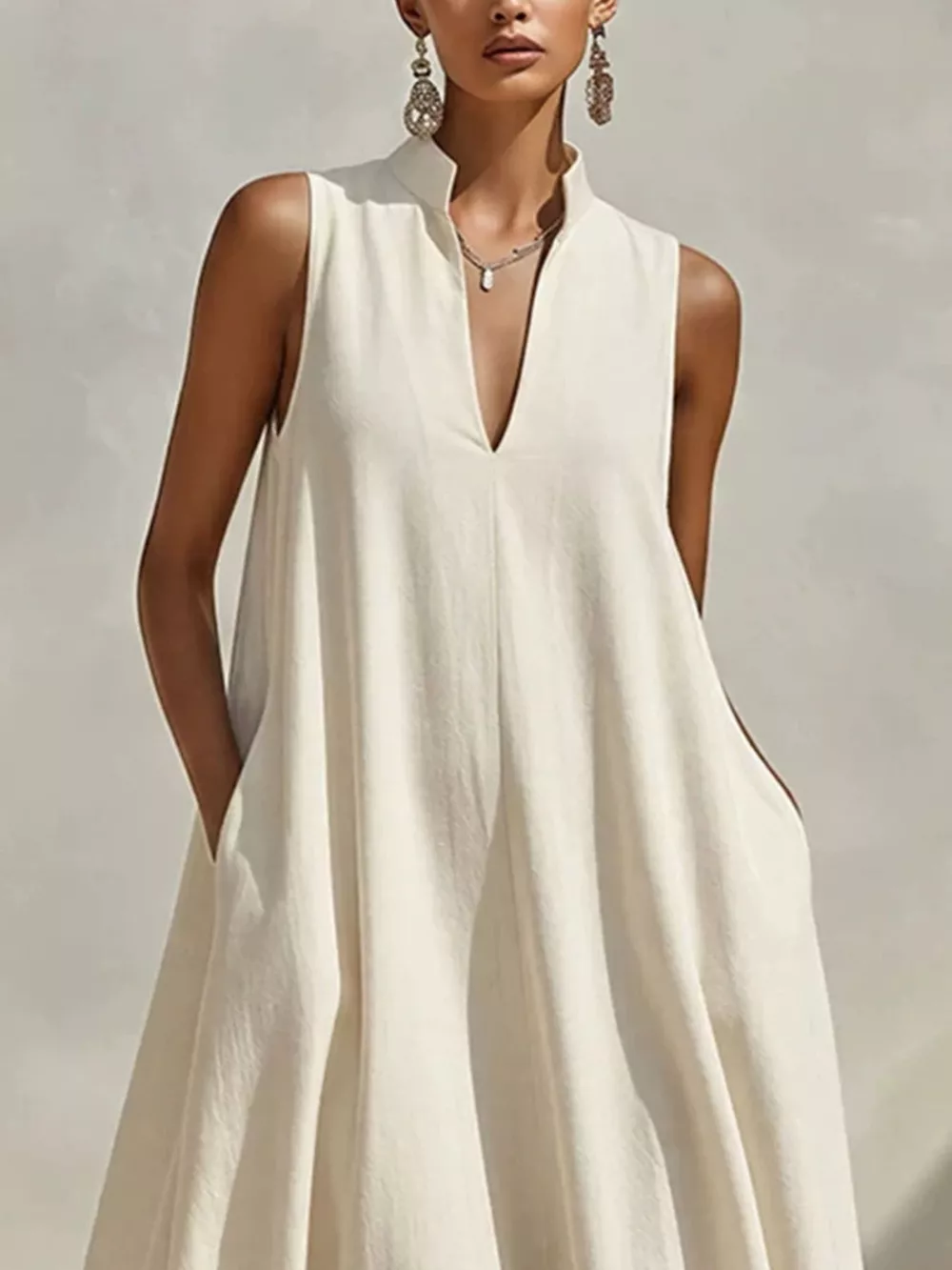 Sleeveless Maxi Dress with Side Pockets, image 3