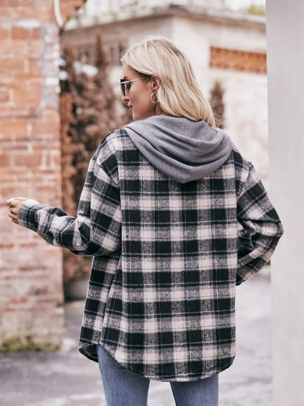 Oversized Plaid Button Up Shacket, image 5