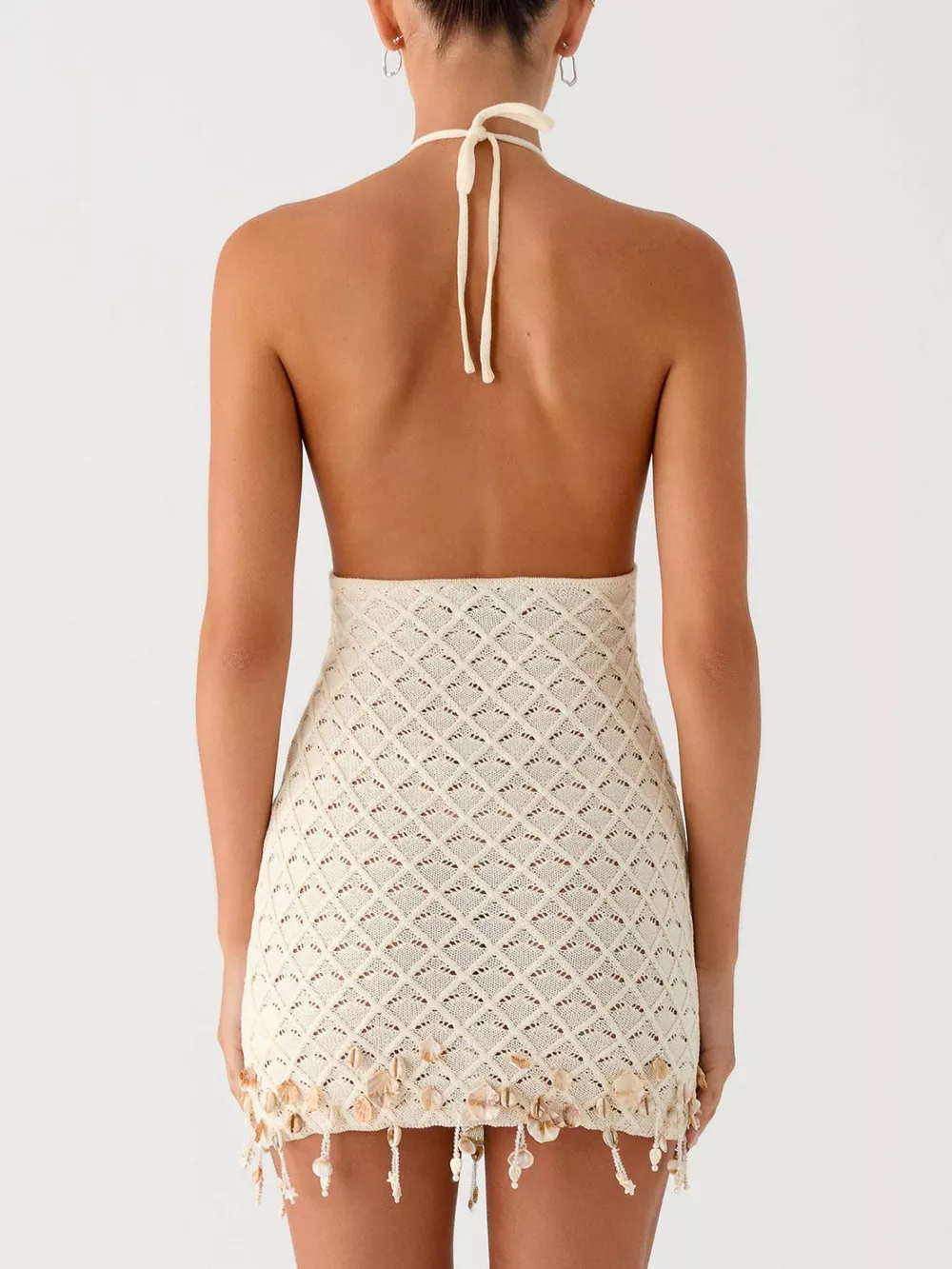 Openwork Halter Neck Mini Dress, image 4