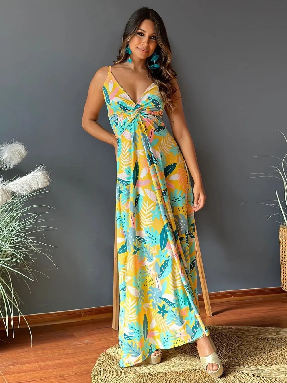 Twisted Printed V-Neck Cami Dress, image 21