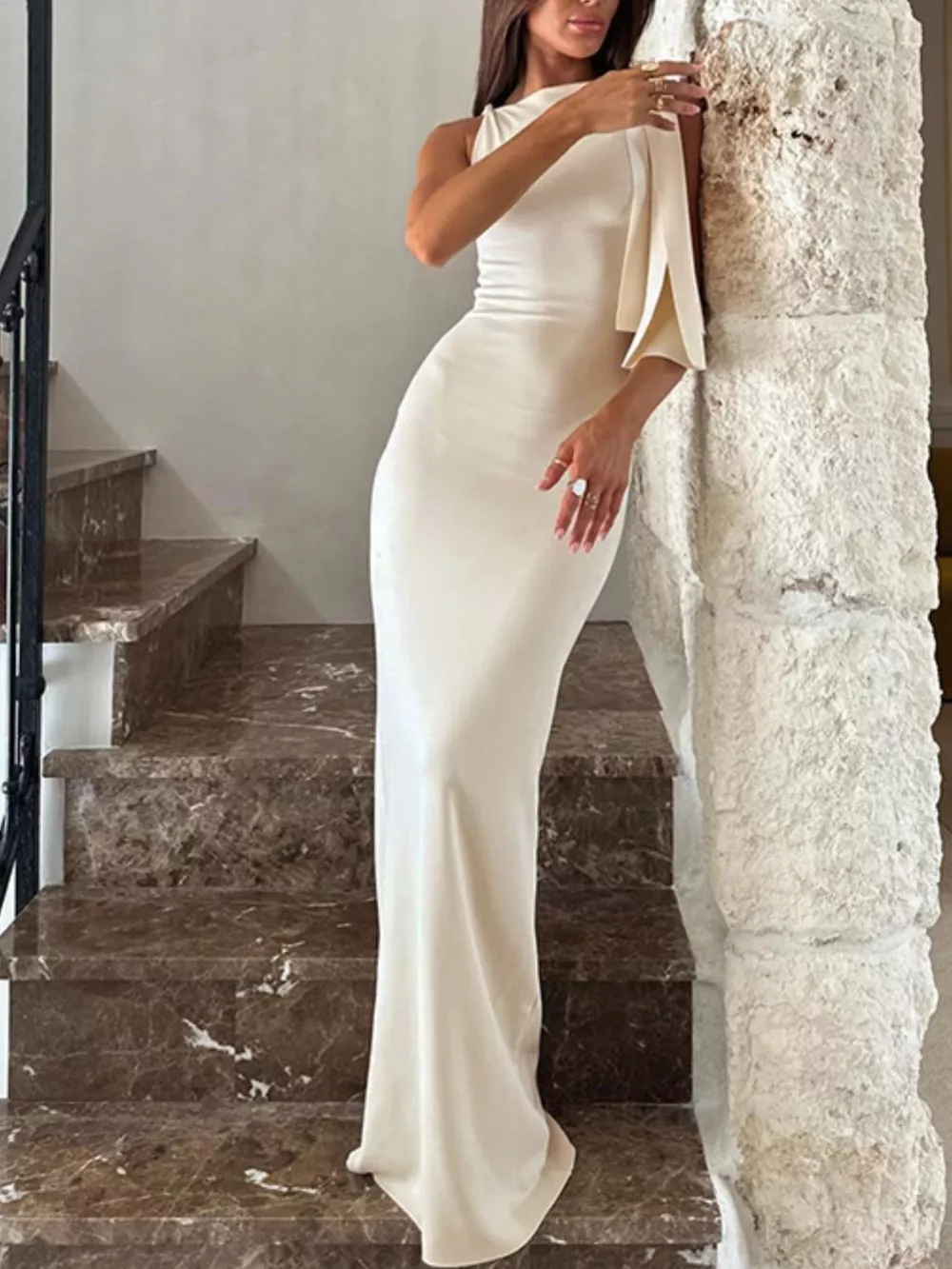 Elegant Sleeveless Tie-Shoulder Maxi Dress, image 3