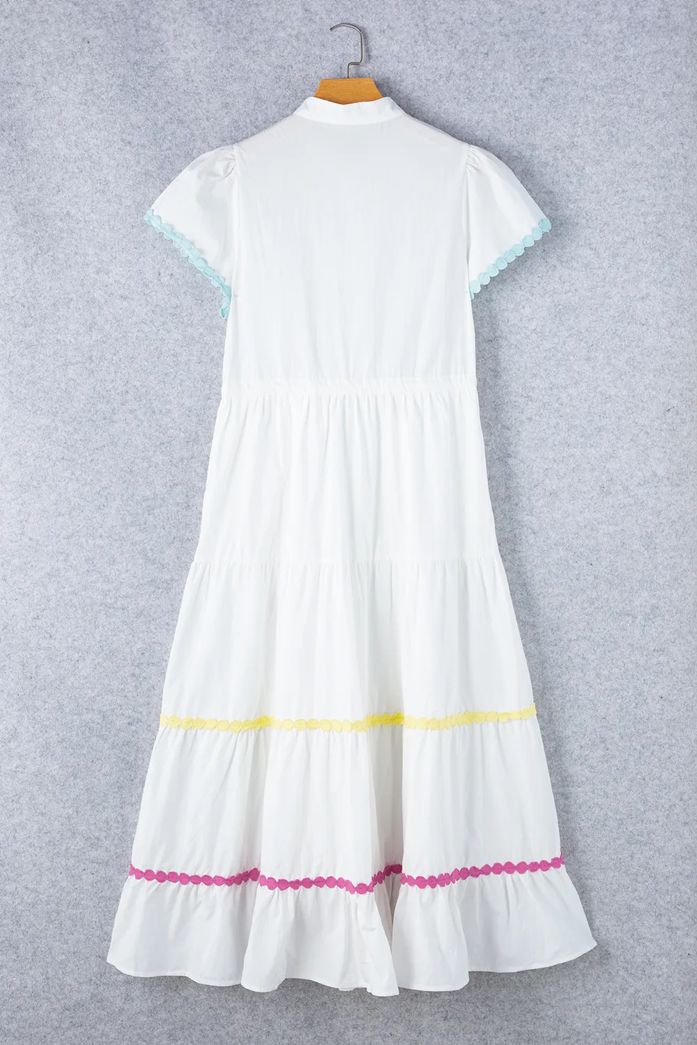Contrast Trim Button Up Short Sleeve Dress, image 3