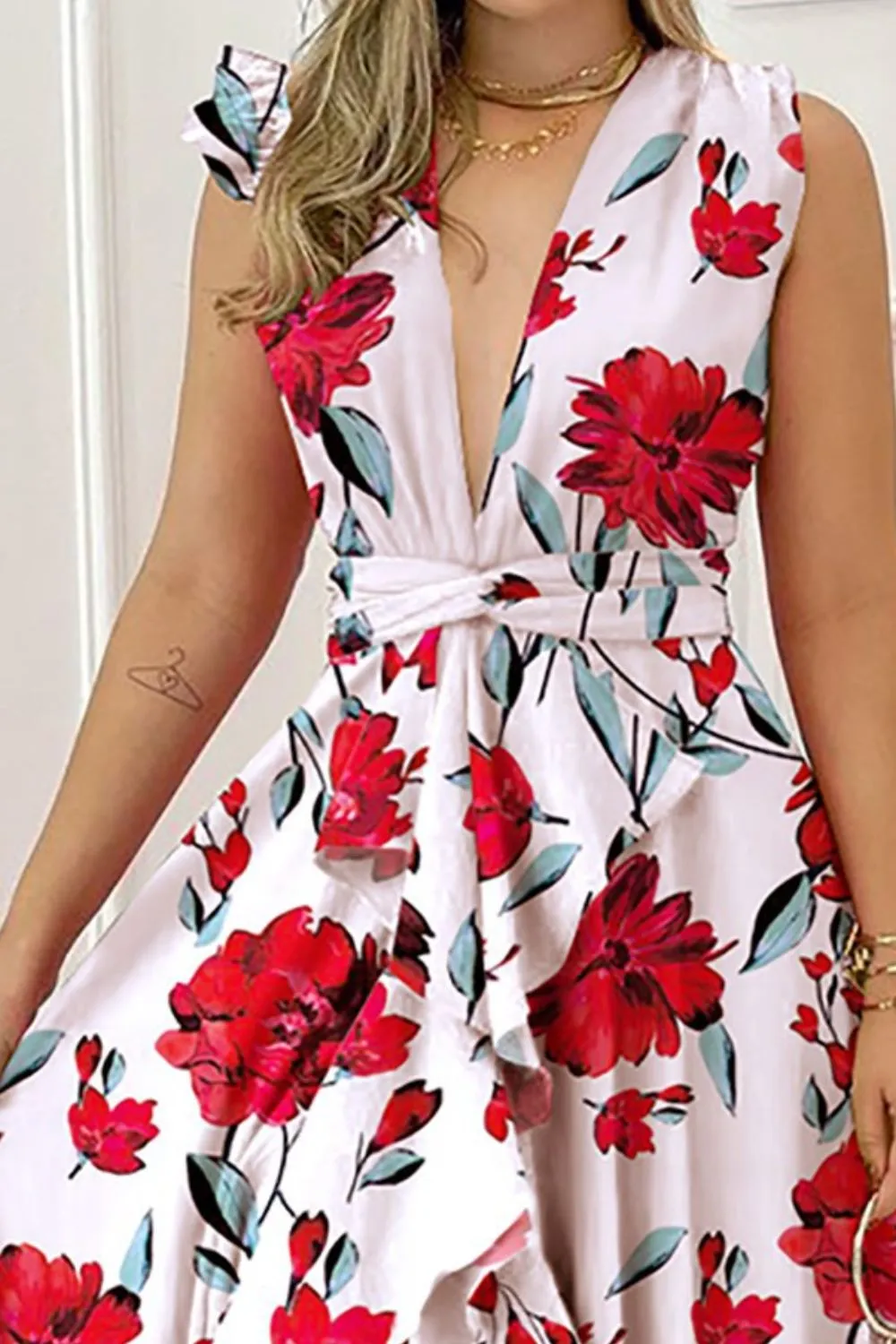 Ruffled Plunge Sleeveless Maxi Dress, image 4