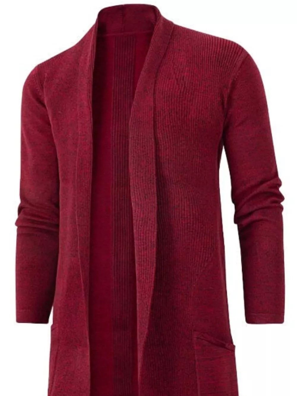 Men's Plus Size Solid Color Open Front Long Sleeve Knit Cardigan, image 6