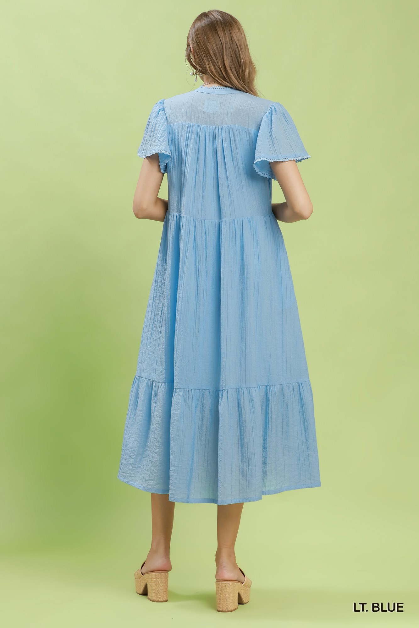Textured Tiered Midi Dress with Side Pockets, image 3