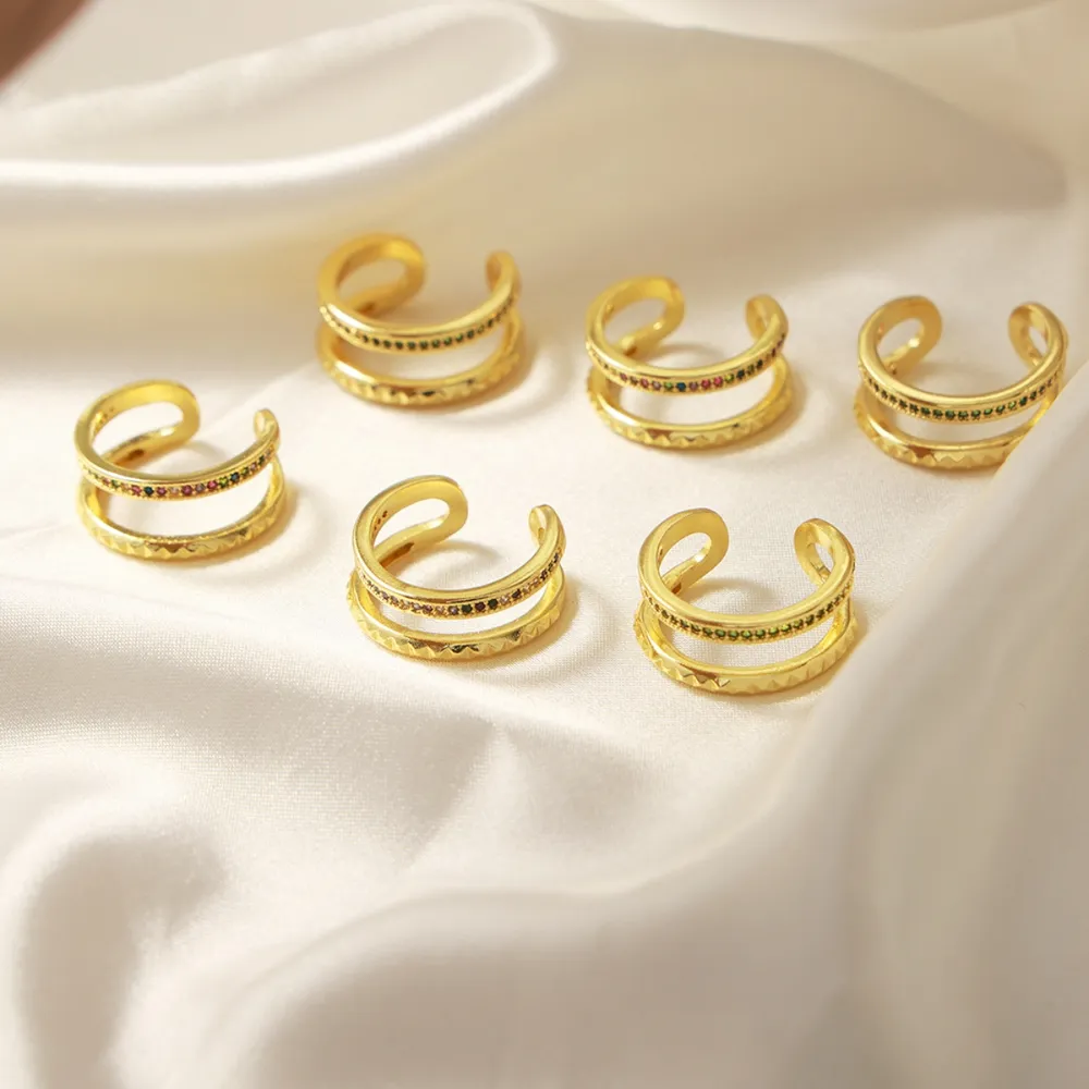 Gold-Plated Czech Diamond Double-Layered Ring, image 9