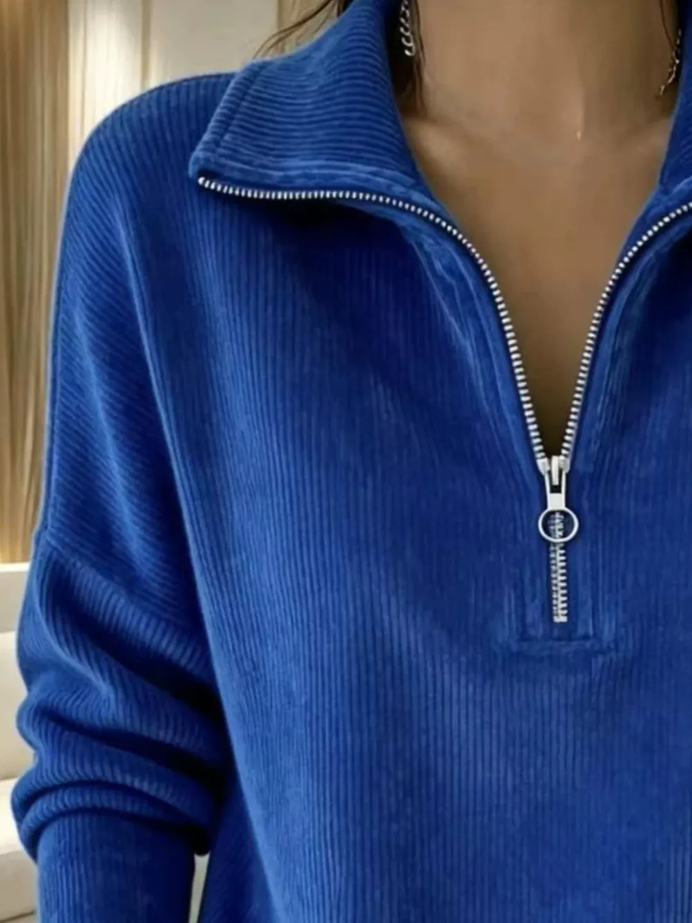 Full Size Corduroy Quarter-Zip Sweatshirt Plus Size, image 3