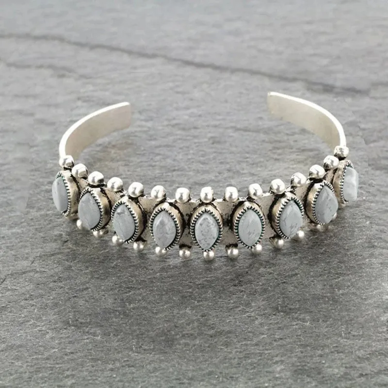 Artificial Turquoise Alloy Open Bracelet, image 3