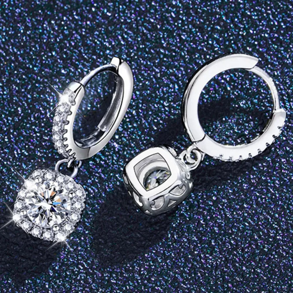 1 Carat Moissanite 925 Sterling Silver Drop Earrings, image 4