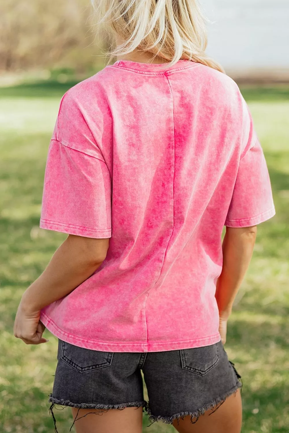 Solid Color Cotton Mineral Washed Oversize Tee, image 2