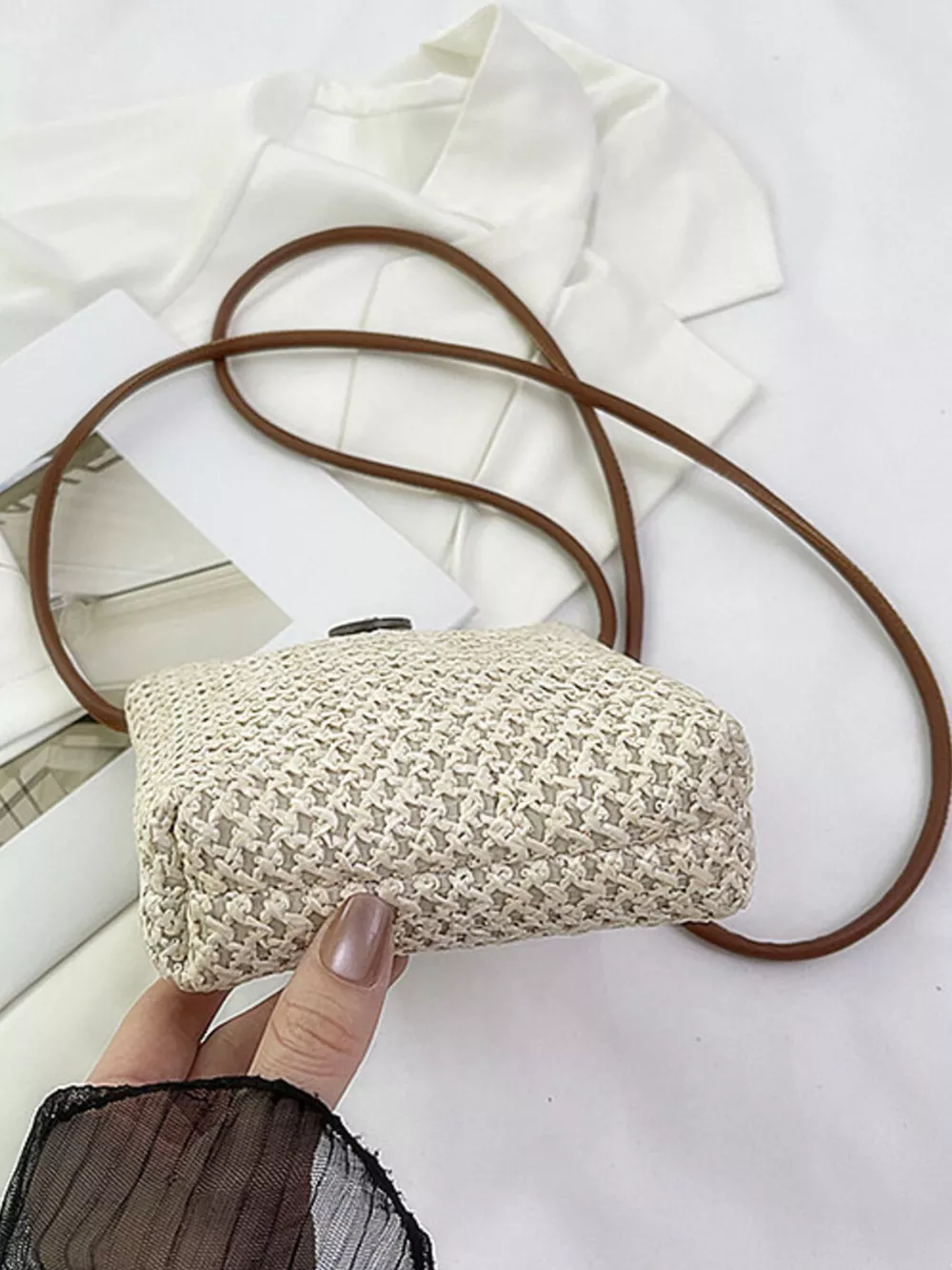 Straw Woven Crossbody Bag, image 8