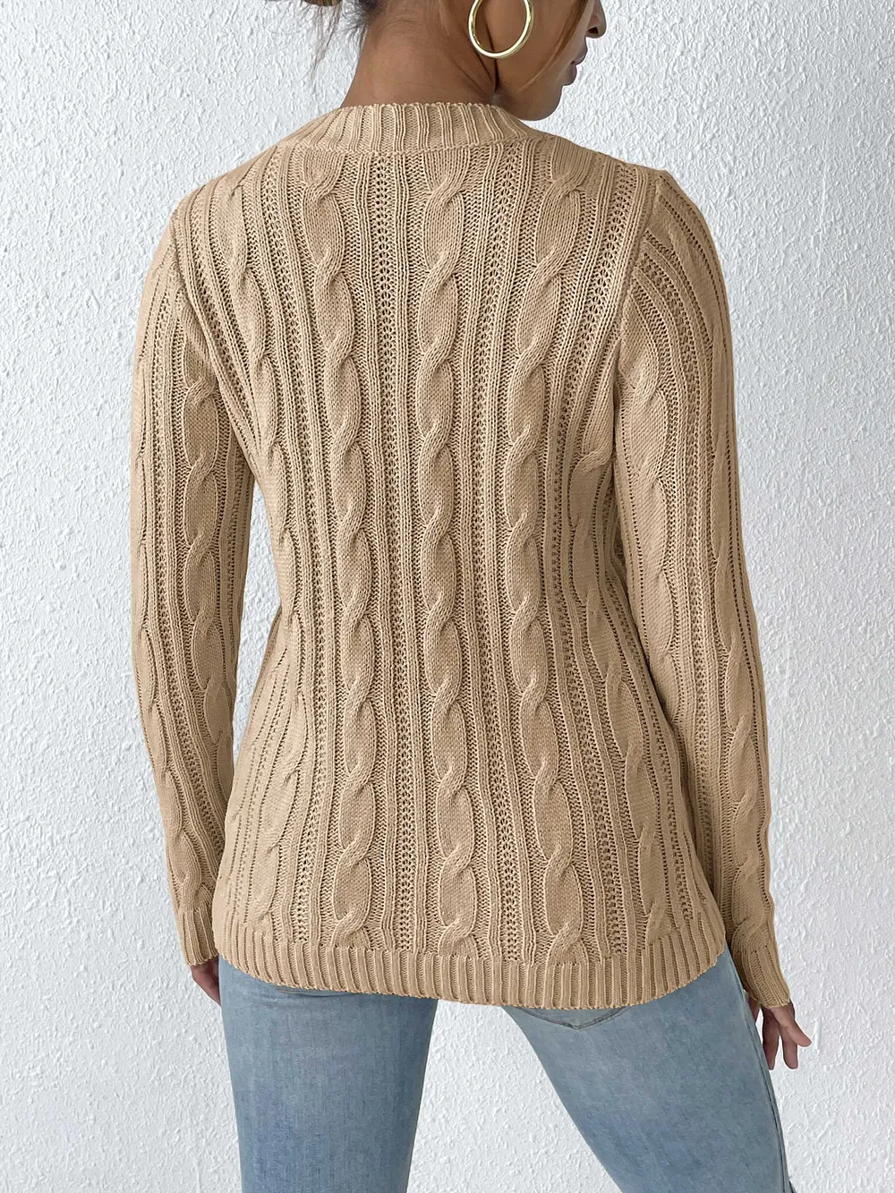 Cable-Knit Round Neck Sweater, image 11