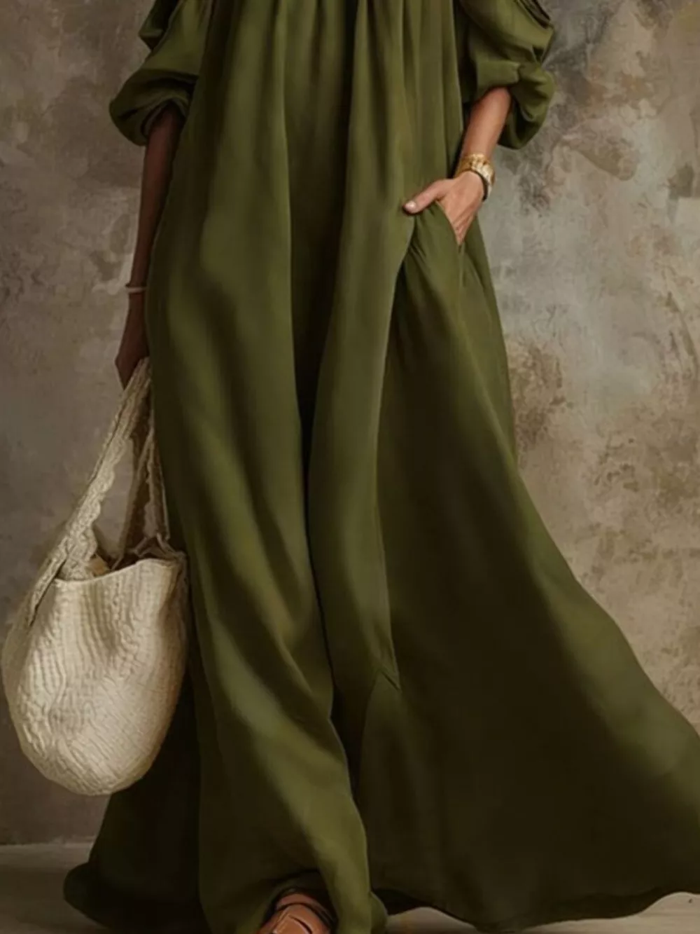 Full Size Cold-Shoulder Linen Maxi Dress Plus Size, image 6
