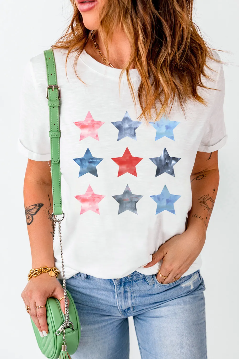 Star Round Neck Short Sleeve T-Shirt, image 2