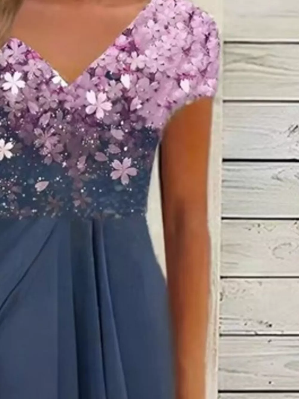 Elegant Full Size Floral V-Neck Midi Dress Plus Size, image 6