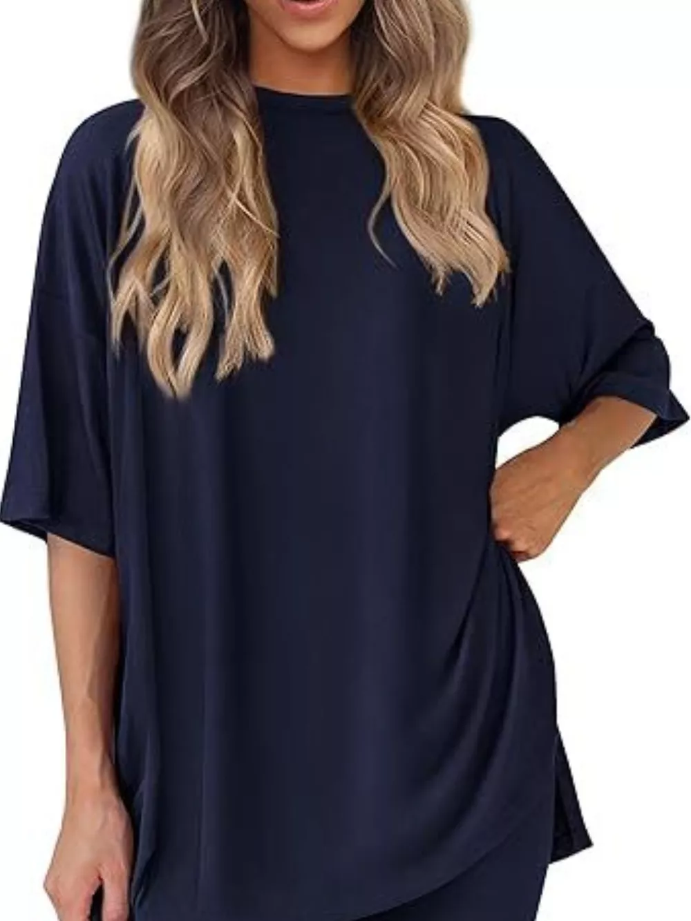 Full Size Relaxed Fit Round Neck Top and Shorts Two-Piece Set Plus Size, image 8