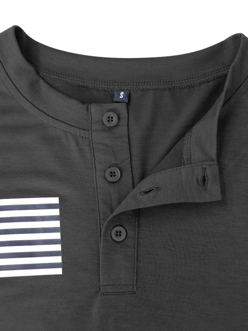 Men's American Flag Short Sleeve Henley Top, image 4