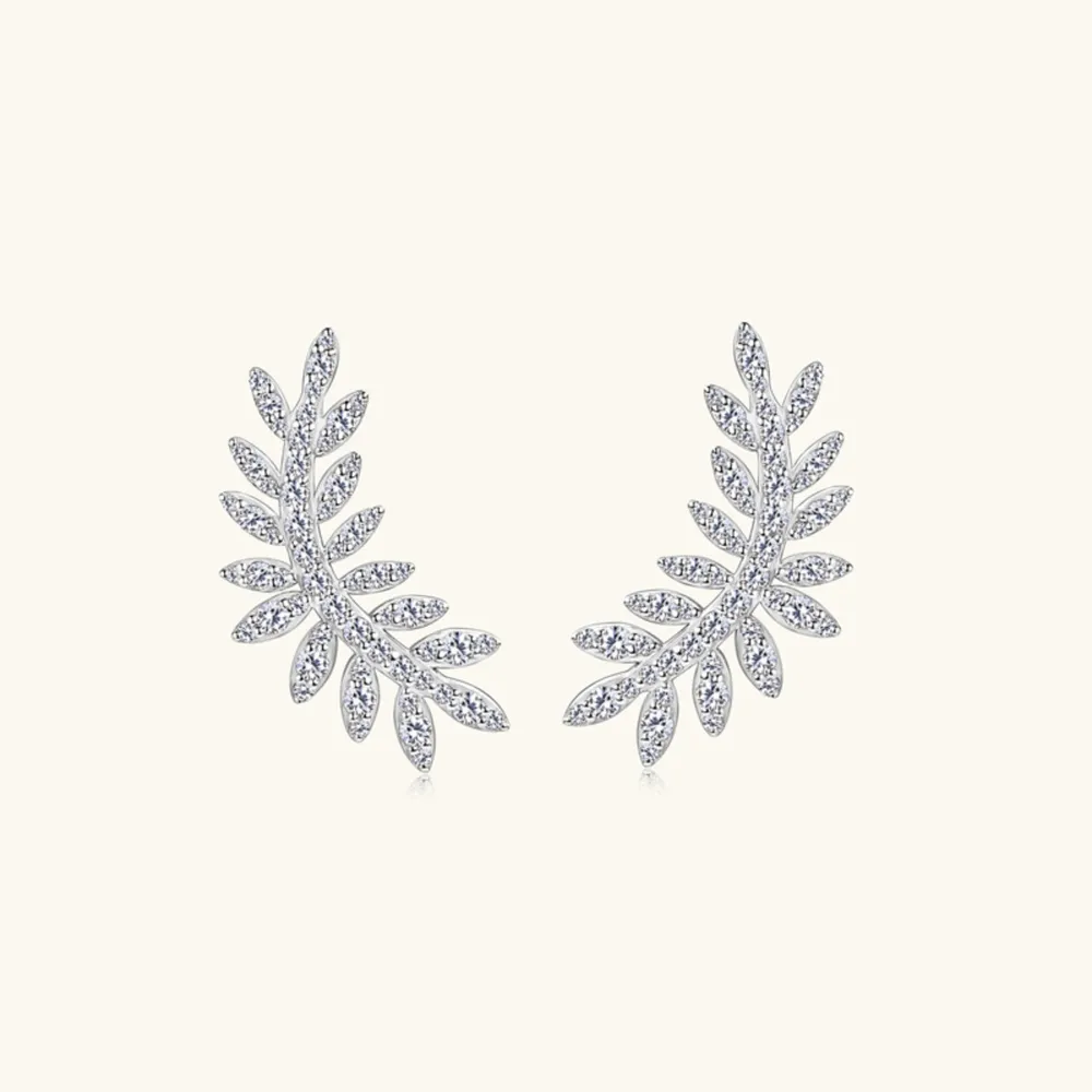Moissanite 925 Sterling Silver Leaf Shape Stud Earrings, image 5