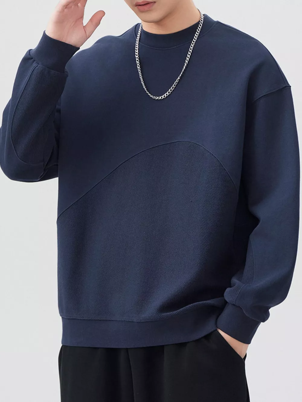 Men's Plus Size Round Neck Long Sleeve Sweatshirt, image 3
