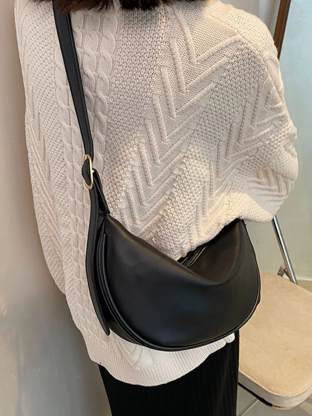Minimalist Crescent Crossbody Bag, image 7