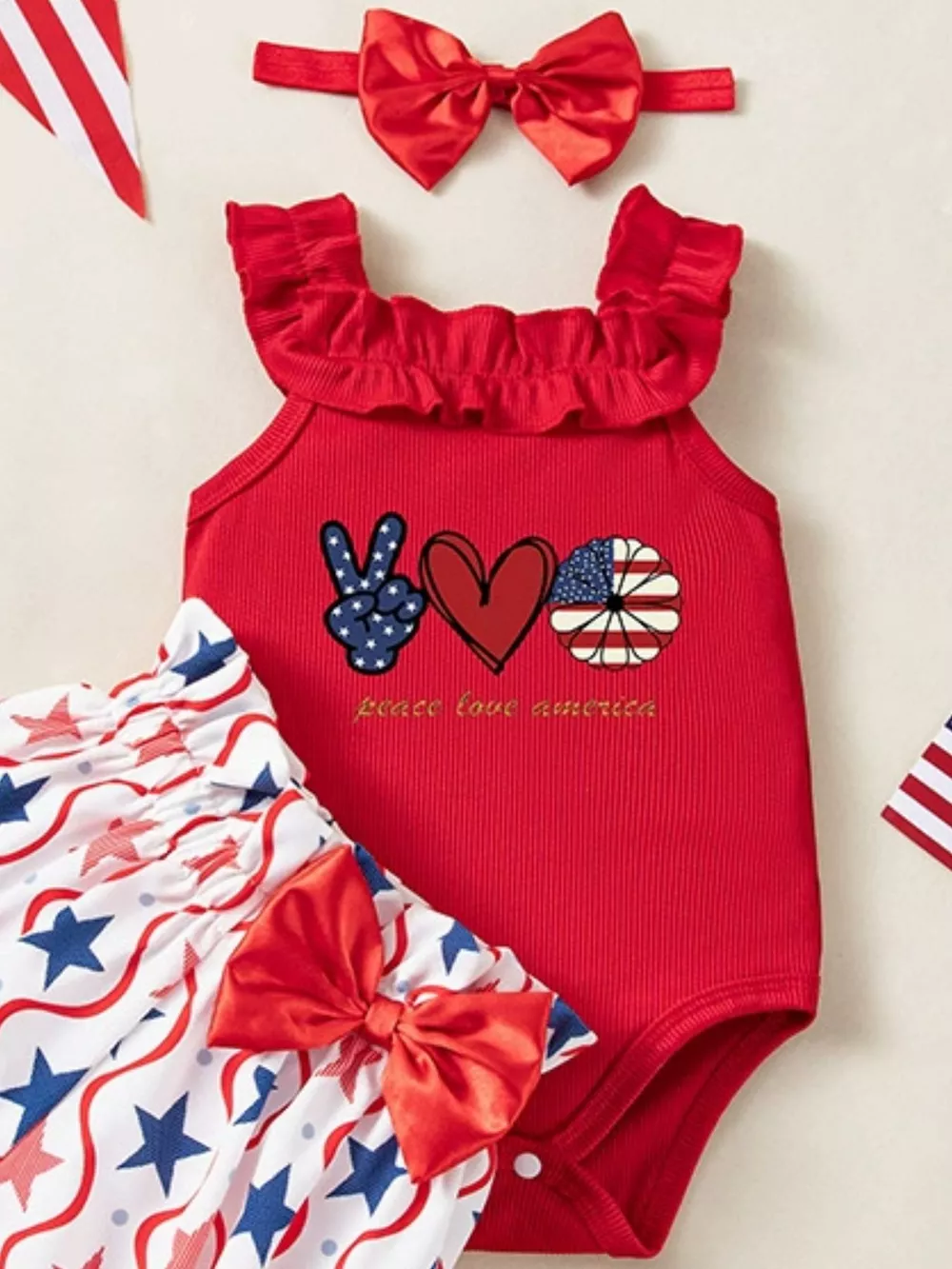 Children's Patriotic Star Print Outfit Set, image 15