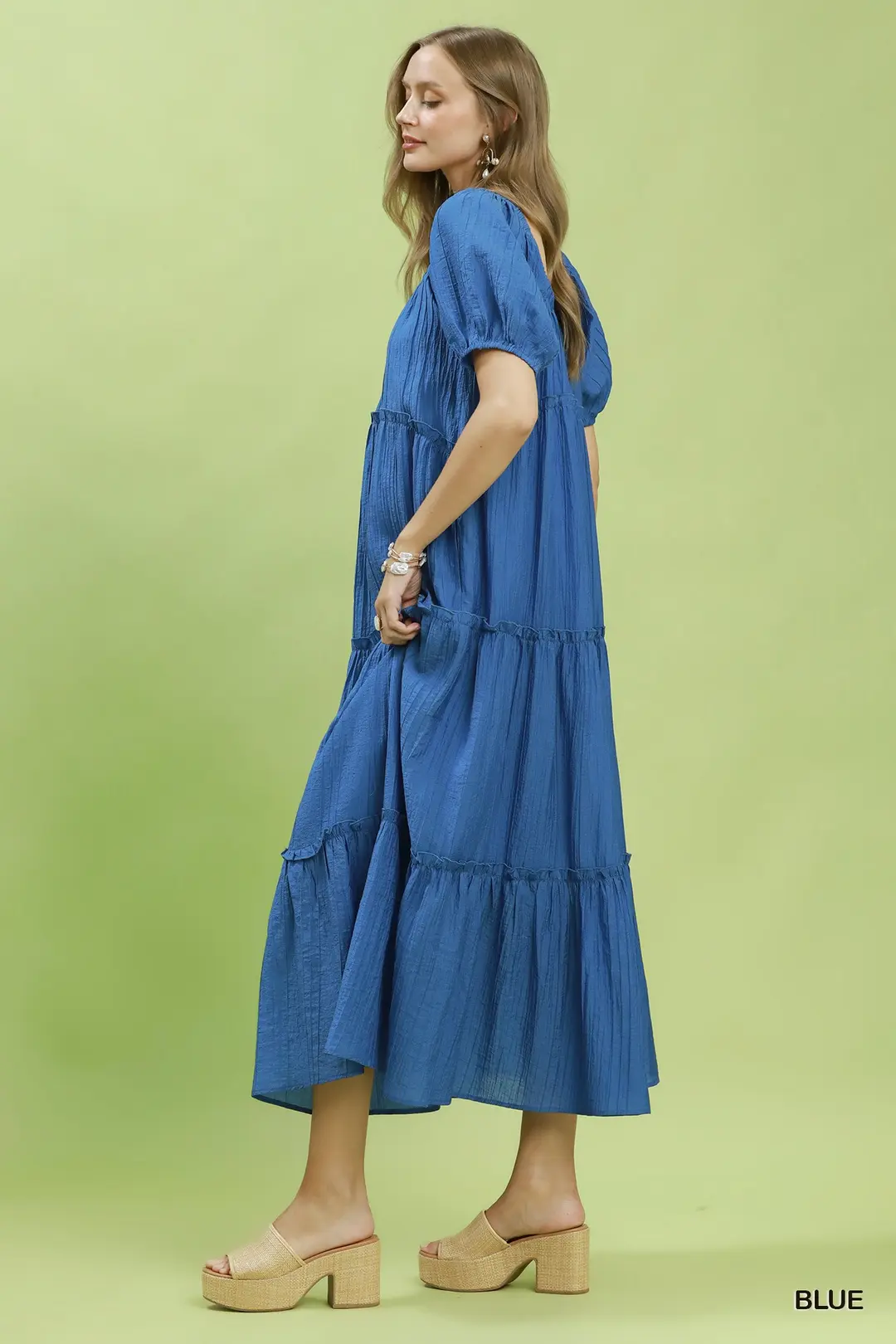 Textured Tiered Midi Dress, image 3