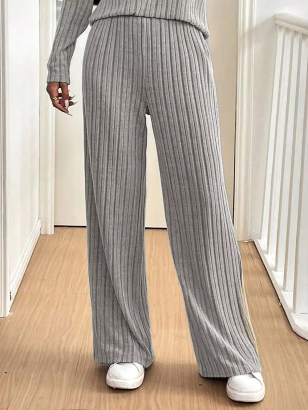 Button Detail Long Sleeve Top and Pants Set, image 7