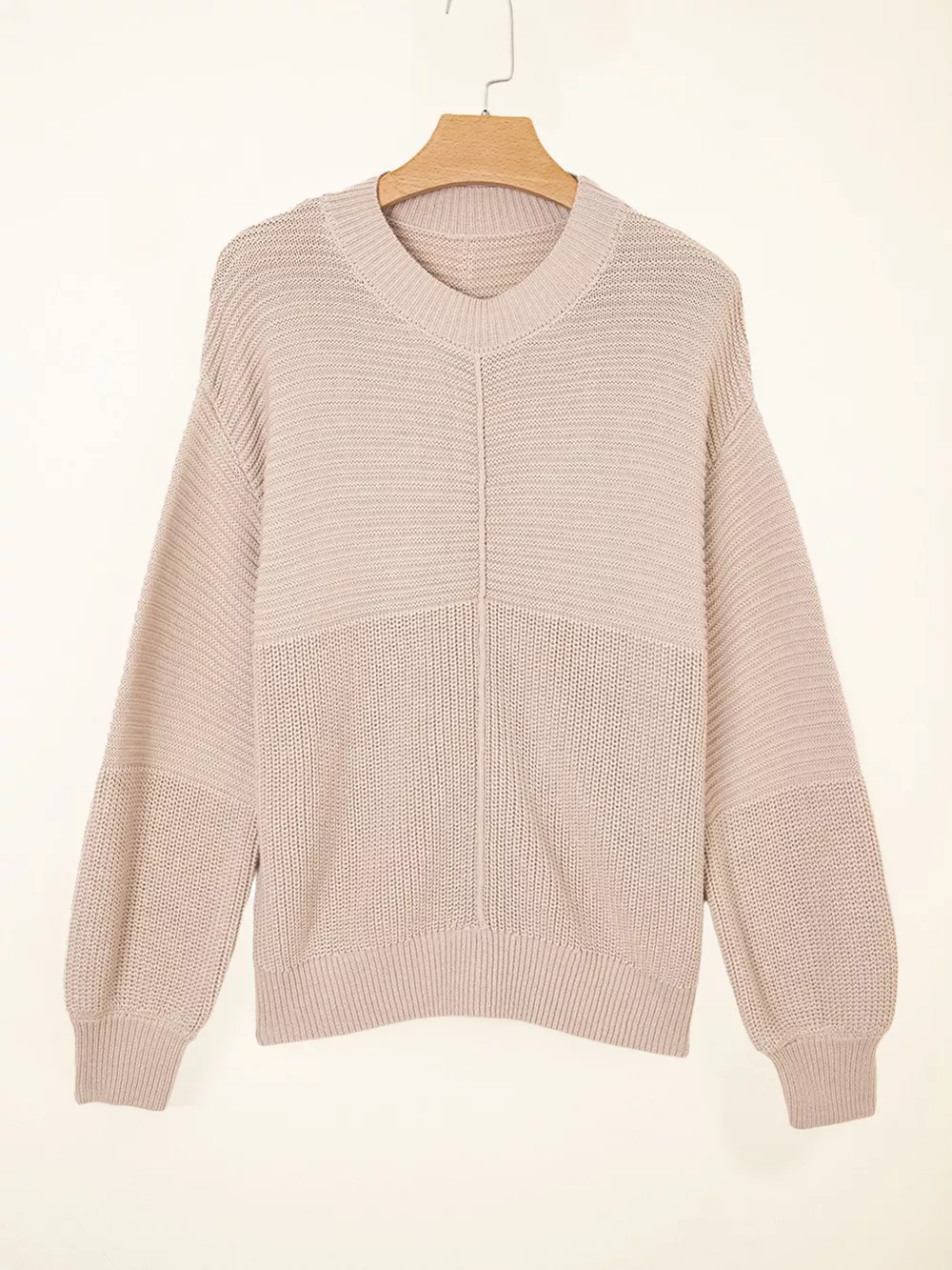 Texture Knitted Dropped Shoulder Sweater, image 3