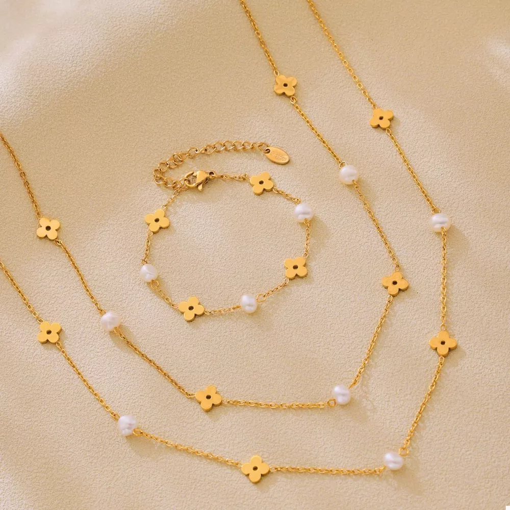 Freshwater Pearl 18K Gold-Plated Flower Necklace, image 8