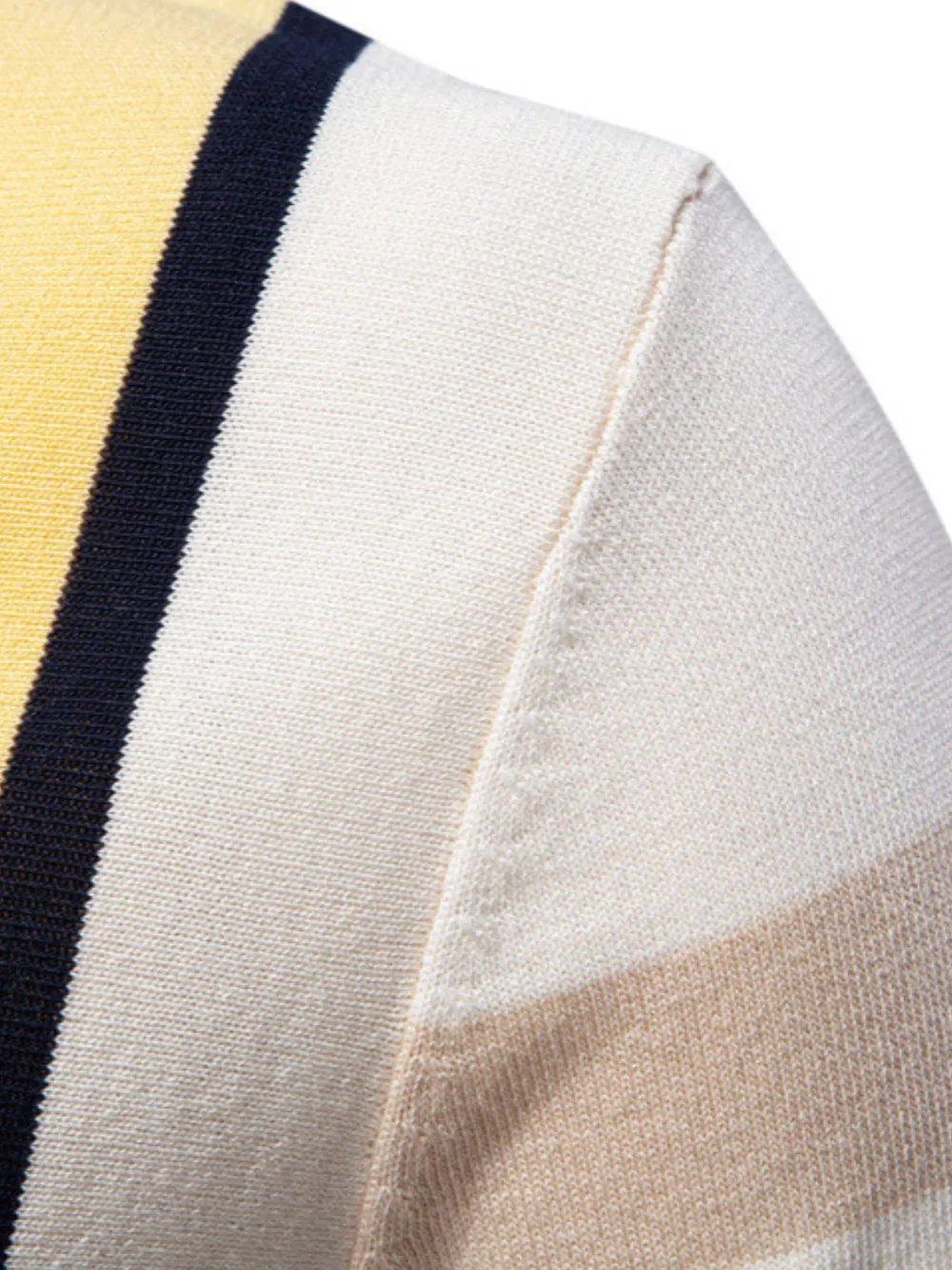 Men's Contrast Striped Knit Polo Shirt, image 3