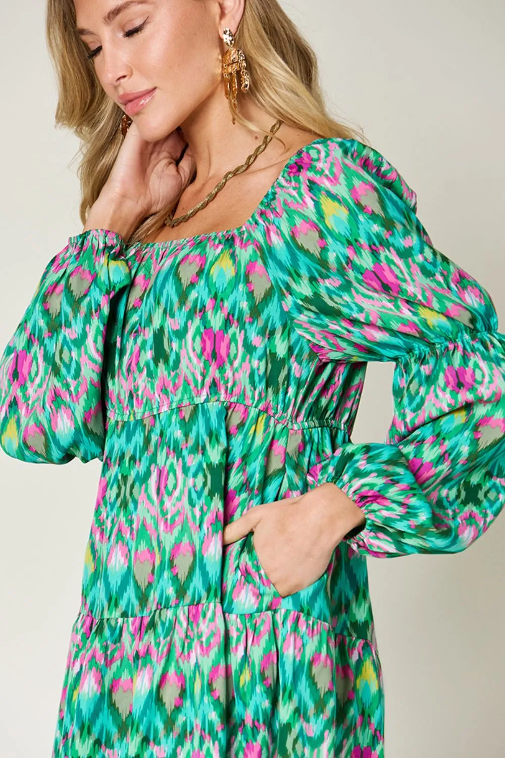 Full Size Printed Long Sleeve Dress, image 8