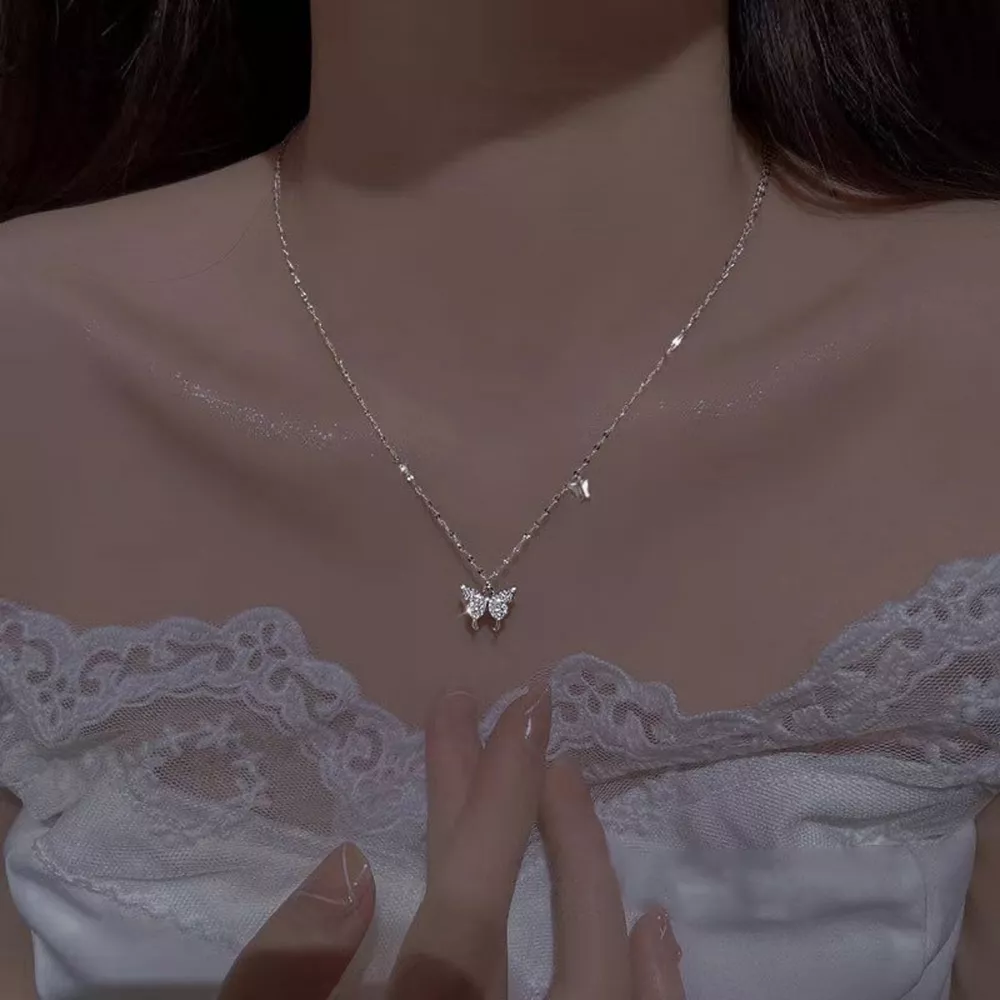 925 Sterling Silver Zircon Butterfly Necklace, image 3