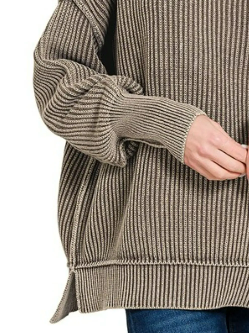 Washed Side Slit Oversized Sweater, image 2